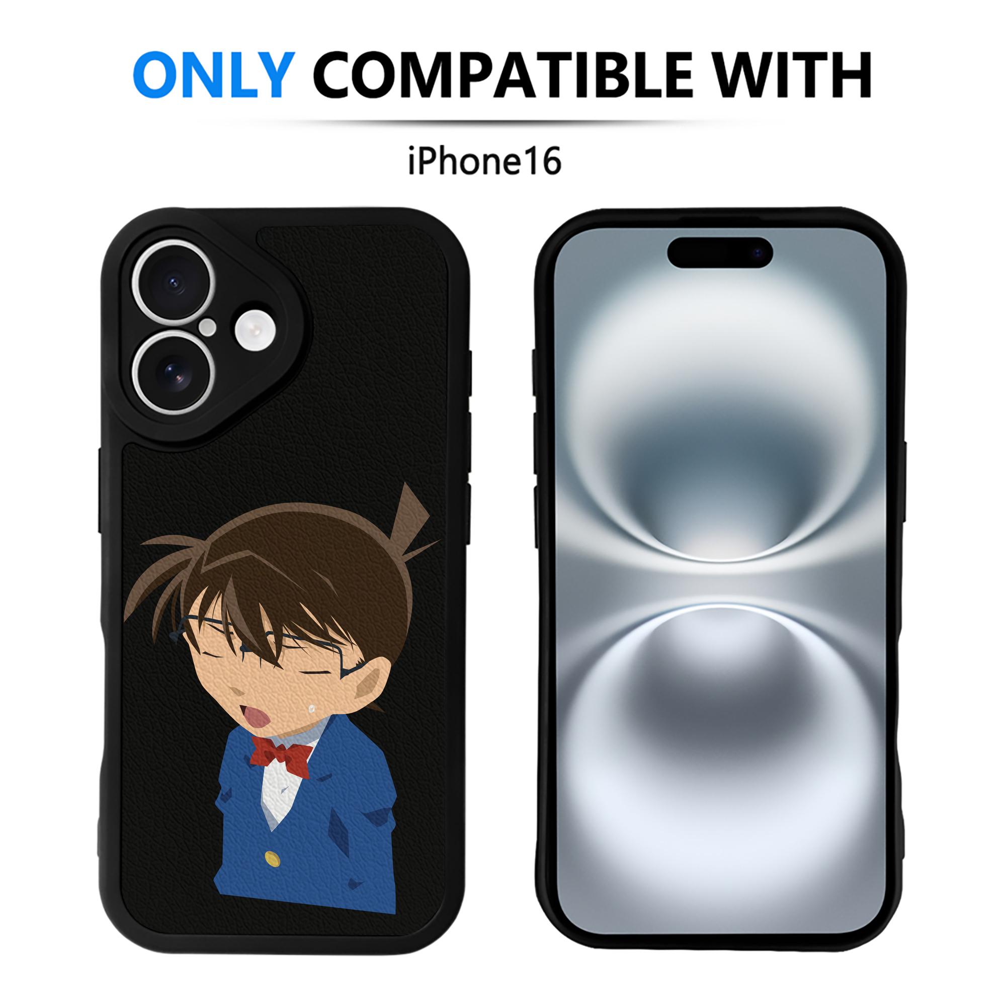 （画像用） 名探偵コナン 江戸川 コナン Detective Conan Conan Edogawa 【iPhone 16シリーズ対応】シリコンスマホケース（レザー調） 材質：シリコン